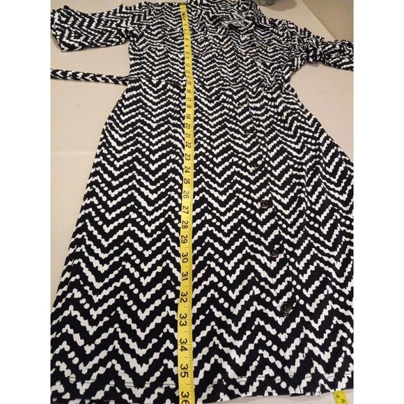Ann‎ Taylor Women Black/white Chevron Button Down Collared  Dress Size Small - Picture 5 of 8
